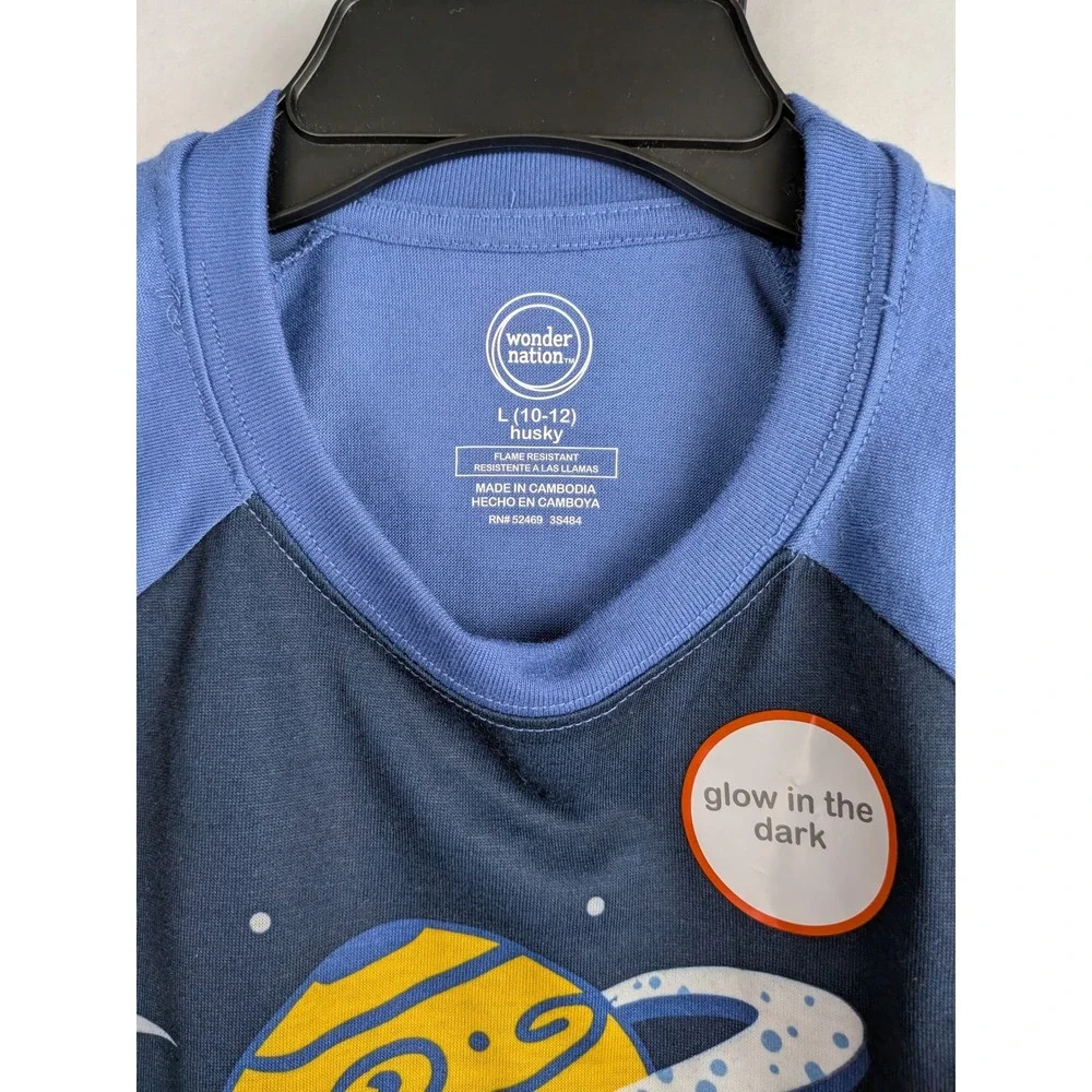 Wonder Nation Boys Space Astronaut Glow in the Dark Pajama Set  L 10-12 Husky
